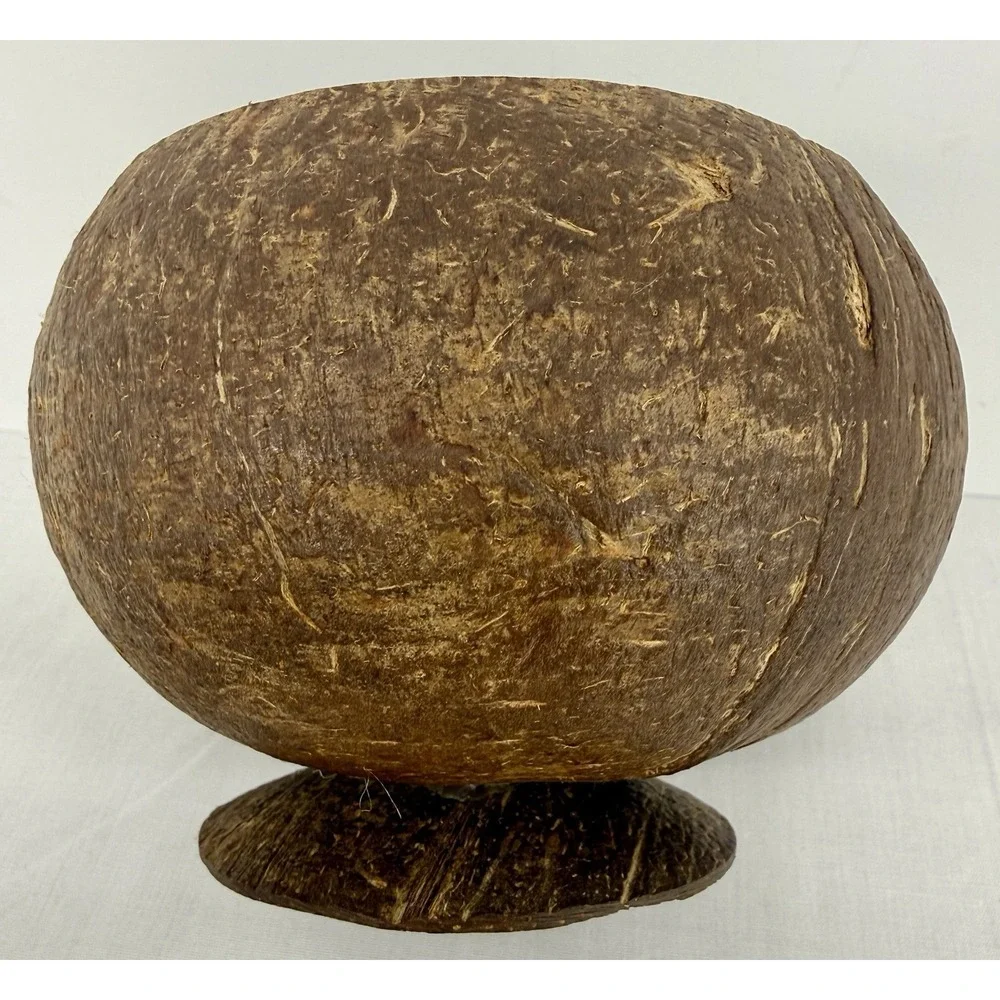 Coconut Shell Footed Bowl/ Cup‎ Set Of Three (3) Handmade Tropical Tiki Luau